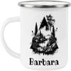 Barbara Adventure Awaits Custom Name Enamel Campfire Mug, Mountain Camping Coffee Cup, Nature Outdoor Personalized - White - One size view 1