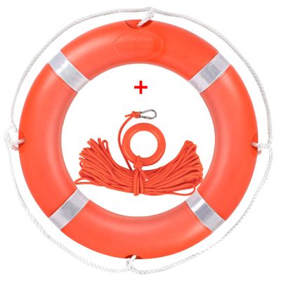 Life Ring 28 Inch, Boat Safety Throw Rings Orange, Life Buoy with Rope 98.5 FT and Reflective Tape for Boats