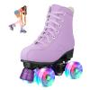 jessie Girls Roller Skates for Women, Microfiber Leather and Flash Wheels Purple Roller Skates Girls Ages 6-12 for Beginner Indoor Outdoor (Youth 3.5) view 1