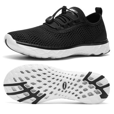 ALEADER Xdrain Aqua Water Shoes Men, Quick-Dry Water Hiking Sneakers for Boating/Kayaking, River Shoes Black/White Size 10