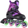 6 Sizes Adjustable Inline Skates for Youth and Adults with Full Light Up Wheels, Outdoor Roller Skates Girls and Boys, Men and Women (Black Purple, Large) view 1