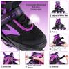 6 Sizes Adjustable Inline Skates for Youth and Adults with Full Light Up Wheels, Outdoor Roller Skates Girls and Boys, Men and Women (Black Purple, Large) view 3
