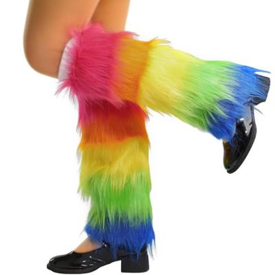 Bmirth Mardi Gras Leg Warmers Fur Long Leg Warmer St Patricks Day Green Leg Warmers Costume Party Accessories for Women (color leg warmers)