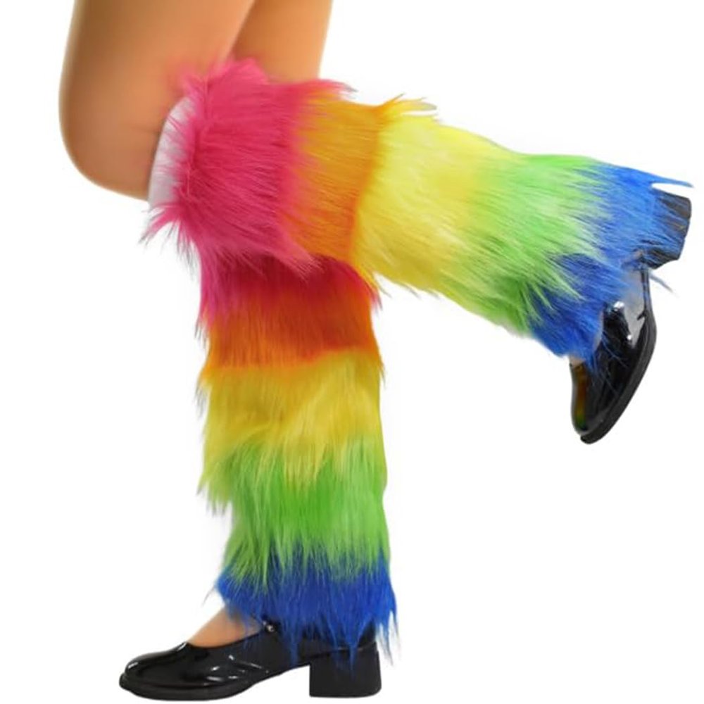 Bmirth Mardi Gras Leg Warmers Fur Long Leg Warmer St Patricks Day Green Leg Warmers Costume Party Accessories for Women (color leg warmers)