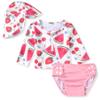 6 Month Baby Girl Rash Guard 2 Piece Swimsuit Set Infant Long Sleeve Watermelon Strawberry Bathing Suit with Hat Cherry Swimming Beach Wear 6-12 Months view 1