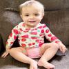 6 Month Baby Girl Rash Guard 2 Piece Swimsuit Set Infant Long Sleeve Watermelon Strawberry Bathing Suit with Hat Cherry Swimming Beach Wear 6-12 Months view 3
