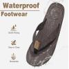 KuaiLu Mens Flip Flops Arch Support Comfortable Cushion Memory Foam Recovery Walking Waterproof Leather Thong Sandals Orthotic Plantar Fasciitis Summer Casual Beach Pool Slip on Slippers Brown Size 10 view 3