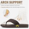 KuaiLu Mens Flip Flops Arch Support Comfortable Cushion Memory Foam Recovery Walking Waterproof Leather Thong Sandals Orthotic Plantar Fasciitis Summer Casual Beach Pool Slip on Slippers Brown Size 10 view 4