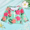 0-3 Months Baby Girl Rash Guard 2 Piece Swimsuit Set Infant Long Sleeve Floral Bathing Suit with Hat Flower Swimming Beach Wear view 3