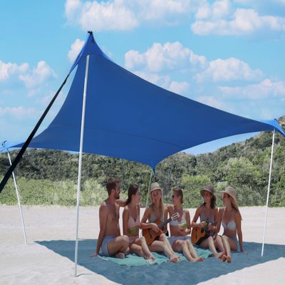 BESTSET 1010ft UPF50+ Beach Tent Sun Shelter, Windproof Stable Outdoor Pop Up Beach Shade Canopy for Camping, Fishing, Backyard Fun or Picnics, 4 Poles