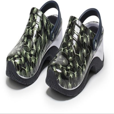 Anywear Zone Clogs - Water Resistant EVA Non Slip Work Shoes Women - Slip Resistant Work Shoes for Women - Nursing Clogs with Arch Support & Swivel Strap - Leaf the Way - 11 Women/9 Men