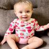 3 Month Baby Girl Rash Guard 2 Piece Swimsuit Set Infant Long Sleeve Watermelon Strawberry Bathing Suit with Hat Cherry Swimming Beach Wear 3-6 Months view 2