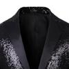 JEsilunmaMY Mens Shiny Sequin Performance Suit Jacket Peaked Lapel Tuxedo Sport Coat Blazer Jacket for Wedding Prom Dinner (Black,60) view 2