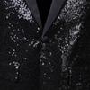 JEsilunmaMY Mens Shiny Sequin Performance Suit Jacket Peaked Lapel Tuxedo Sport Coat Blazer Jacket for Wedding Prom Dinner (Black,60) view 3