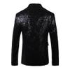 JEsilunmaMY Mens Shiny Sequin Performance Suit Jacket Peaked Lapel Tuxedo Sport Coat Blazer Jacket for Wedding Prom Dinner (Black,60) view 4