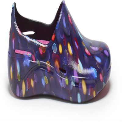 Anywear Streak Work Clogs - Slip-Resistant Clogs for Women & Men - Water-Resistant Nurse Shoes - Easy-Clean Kitchen Shoes - Disco Dots - 5 Women/3 Men