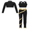 Fldy Kids Girls Gymnastics Leotard Ballet Dance Biketard Crop Top Sport Bra with Athletic Legggings Set Dancewear Swimsuit Black&Gold 12 Years view 1