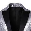 JEsilunmaMY Mens Shiny Sequin Performance Suit Jacket Peaked Lapel Tuxedo Sport Coat Blazer Jacket for Wedding Prom Dinner (Silver,56) view 2