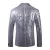 JEsilunmaMY Mens Shiny Sequin Performance Suit Jacket Peaked Lapel Tuxedo Sport Coat Blazer Jacket for Wedding Prom Dinner (Silver,56) view 3