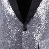 JEsilunmaMY Mens Shiny Sequin Performance Suit Jacket Peaked Lapel Tuxedo Sport Coat Blazer Jacket for Wedding Prom Dinner (Silver,56) view 4