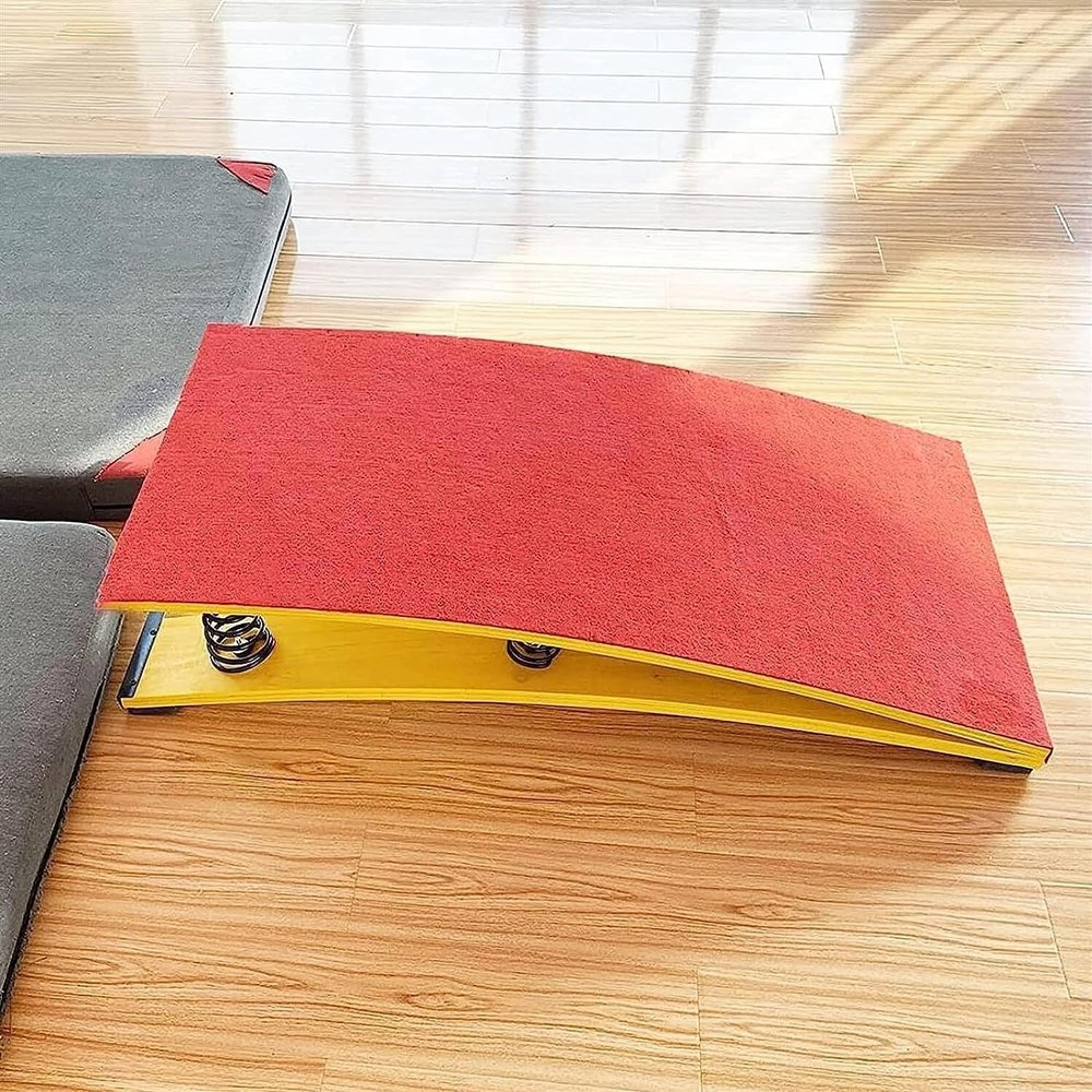 PZEOB Curved Gymnastics Vault Springboard Portable Gymnastics Springboard 4 Pcs Springs Elastic Board No Installation Required