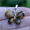 AMAZWI Natural quartz 1pc butterfly formed pendant amethyst natural crystals tiger eye geman opal artificial stone for women gift necklace jewelry (Size : Malachite) view 3