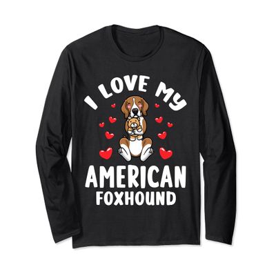 American Foxhound Dog With Stuffed Animal Long Sleeve T-Shirt