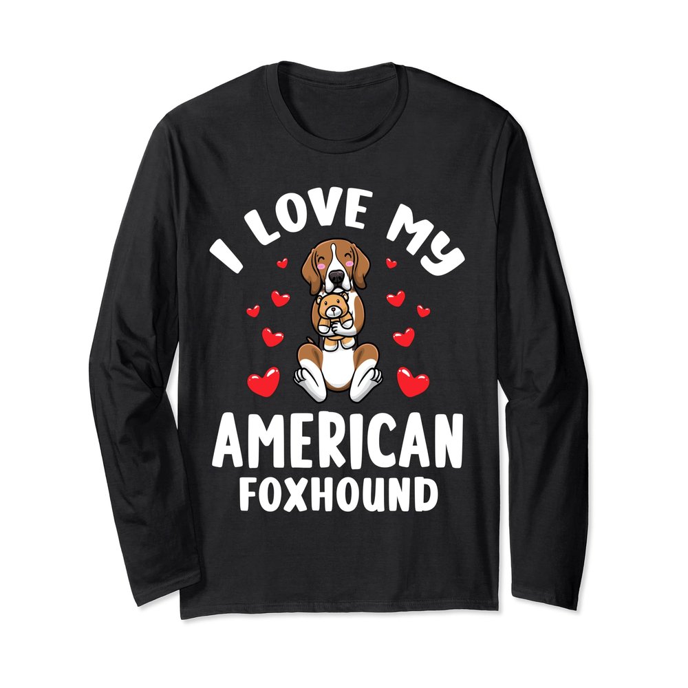 American Foxhound Dog With Stuffed Animal Long Sleeve T-Shirt