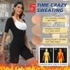 Valcatch Sauna Suit for Women Waist Trainer 4 in 1 Slimming Full Body Shaper Workout Top with Shorts Sleeve and Zipper view 2