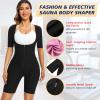 Valcatch Sauna Suit for Women Waist Trainer 4 in 1 Slimming Full Body Shaper Workout Top with Shorts Sleeve and Zipper view 4