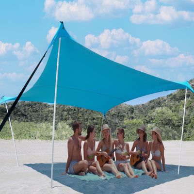 BESTSET 1010ft UPF50+ Beach Tent Sun Shelter, Windproof Stable Outdoor Pop Up Beach Shade Canopy for Camping, Fishing, Backyard Fun or Picnics, 4 Poles