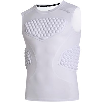 COOLOMG Mens Padded Compression Shirts Baseball Chest Rib Protector Football Rugby Softball Heart Sternum Guard White XL