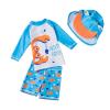Boys Rash Guard Swimsuits Set for Boys 2 Piece Long Sleeve Swim Shirts+Swim Trunks+Hat Toddler Bathing (Blue, 4-5 Years)