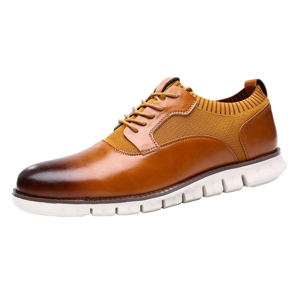 BORAMAX Men's Casual Non-Slip Oxford Shoes -Men's Flat Fashion Breathable Business Formal Dress Sneakers Dress Shoes for Men C-Black