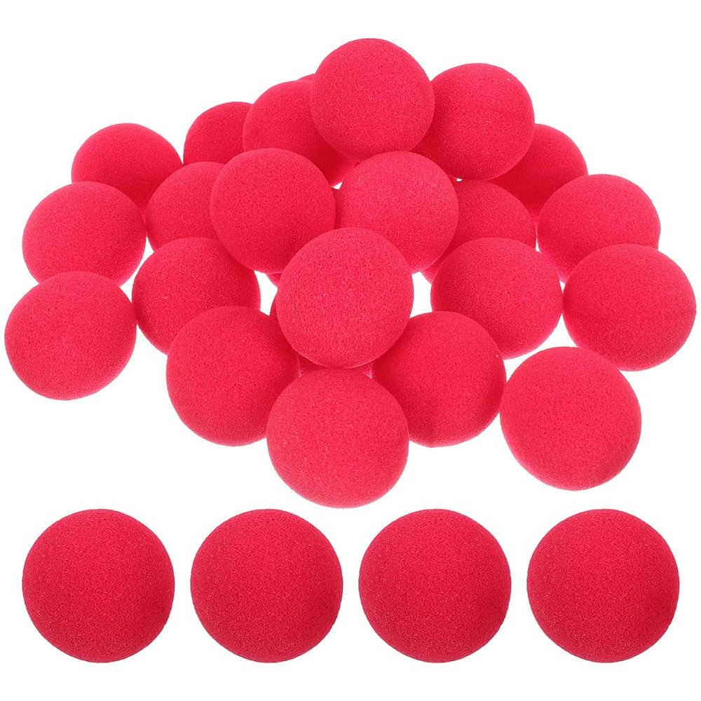 LOGOFUN 100Pcs Clown Nose Red Foam Clown Noses Red Sponge Nose Props for Halloween Christmas Carnival Circus Party Cosplay Party Costume Accessories - 50MM