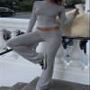 AYWA Women's 2 Piece Outfits Foldover Flare Pants Long Sleeve Crew Neck T-shirt Fitted Pajama Sets (Light Heather Grey, Large) view 3