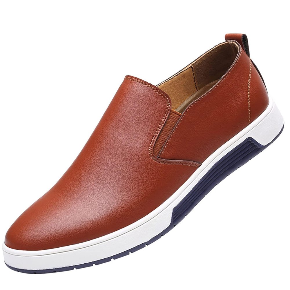 BORAMAX Men's Casual Non-Slip Oxford Shoes -Men's Flat Fashion Breathable Business Formal Dress Sneakers Dress Shoes for Men C-Brown