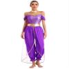 Rswnyirn Women's Arabian Princess Costume Fairy Tale Cosplay Jumpsuits Dance Harem Pants Fancy Dress Purple 4X-Large view 1