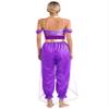 Rswnyirn Women's Arabian Princess Costume Fairy Tale Cosplay Jumpsuits Dance Harem Pants Fancy Dress Purple 4X-Large view 2