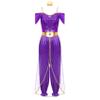 Rswnyirn Women's Arabian Princess Costume Fairy Tale Cosplay Jumpsuits Dance Harem Pants Fancy Dress Purple 4X-Large view 3