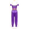 Rswnyirn Women's Arabian Princess Costume Fairy Tale Cosplay Jumpsuits Dance Harem Pants Fancy Dress Purple 4X-Large view 4