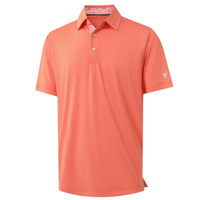 M MAELREG Polo Shirts for Men Short Sleeve Performance Moisture Wicking Quick Dry Casual Sport Collared Mens Golf Shirt Melon
