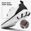 ALEADER Stylish Mens Water Shoes, Xdrain Water Sneakers, Quick-Dry Beach Aqua Hiking Pool Swim Shoes White/Black Size 9 view 3