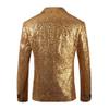 JEsilunmaMY Mens Shiny Sequin Performance Suit Jacket Peaked Lapel Tuxedo Sport Coat Blazer Jacket for Wedding Prom Dinner (Gold,50) view 2
