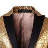 JEsilunmaMY Mens Shiny Sequin Performance Suit Jacket Peaked Lapel Tuxedo Sport Coat Blazer Jacket for Wedding Prom Dinner (Gold,50) view 4