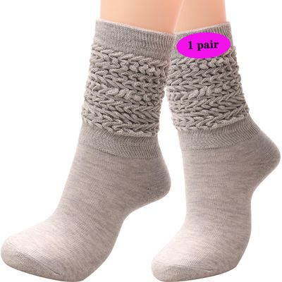 1 Pairs Women Winter Wool Cable Knit Crew Knee High Boot Socks,Size 5-11#W919 (Polyester Blend, Color E46)