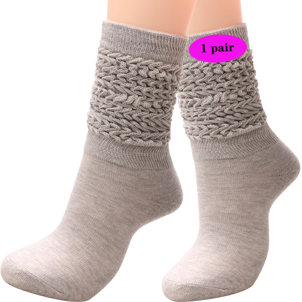 1 Pairs Women Winter Wool Cable Knit Crew Knee High Boot Socks,Size 5-11#W919 (Polyester Blend, Color E46)