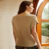 IFUROL Women's V Neck Sweater Short Sleeve Vest Knitted Solid Pullover Sweater Top Camel Small view 4