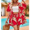 bbpawing Women's 2 Piece Outfits Floral Kimono Cardigans Cover Up and High Waisted Shorts Set view 4