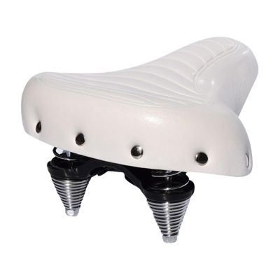 TERPON Comfortable Road Bike Seat Soft Wide Thicken Bicycle Saddle Vintage White Black Leather Pad with Spring Cycling Parts Bicycle Saddle (Color : B3, Size : 1)